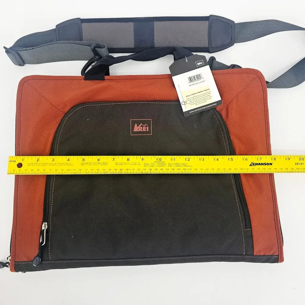 REI Tech Wrap Sleeve L Laptop Travel Case Chestnut Orange 18x13 Multi Zip Pocket